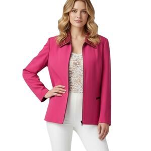 Vtg Alex Garfield & Marks Womens Blazer Jacket Fuscia Faux Snakeskin Sz 16 Y2K